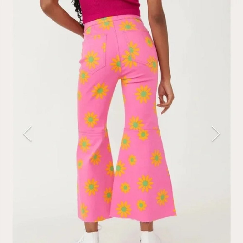 Free People Youthquake Printed Crop Pants Wide Leg color Lipstick Combo NWT - Picture 5 of 5